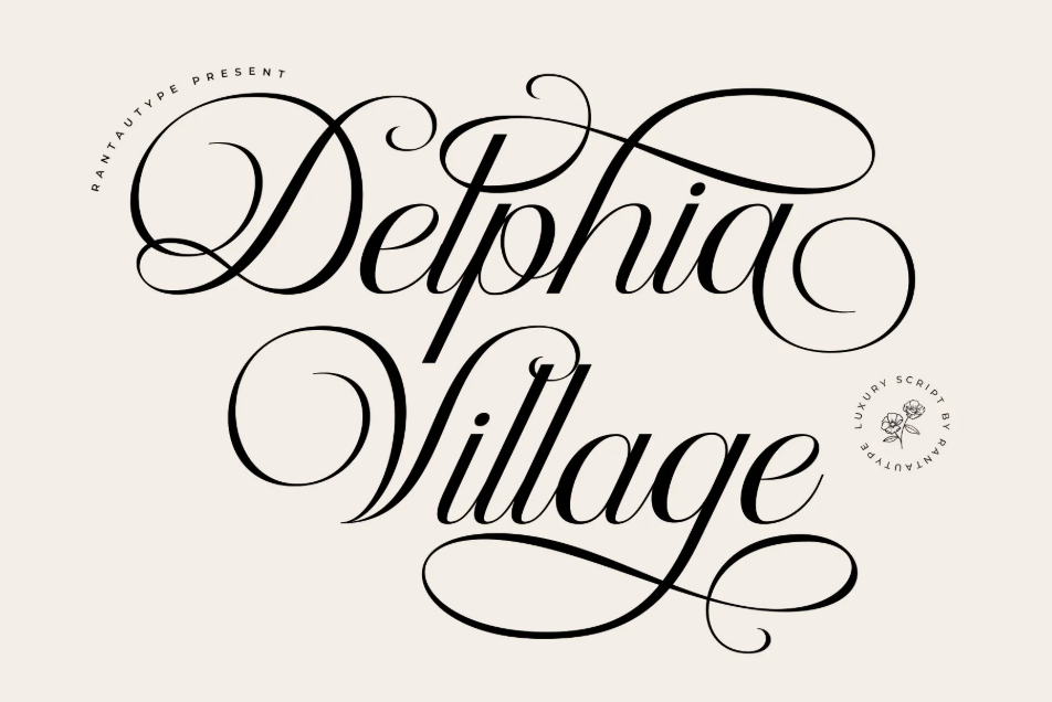 23. Delphia Village Calligraphy Script Font